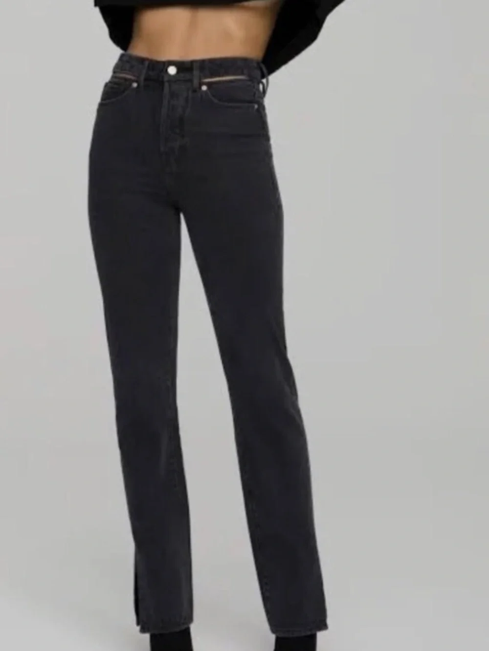 Good American Waist Cutout Black Skinny Jeans Sz 12/31 - Picture 1 of 8